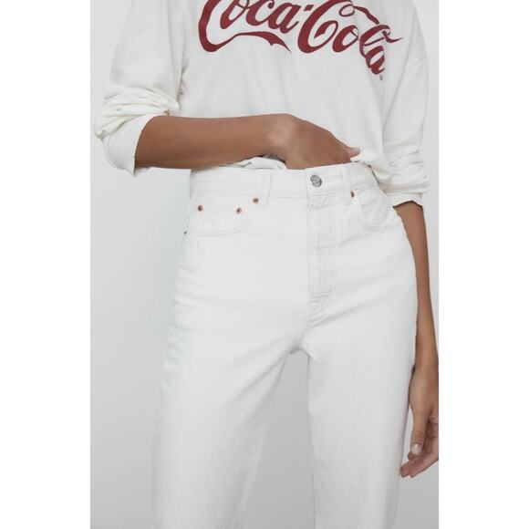 ZARA THE BLISS STRAIGHT JEANS ECRU - Picture 7 of 12